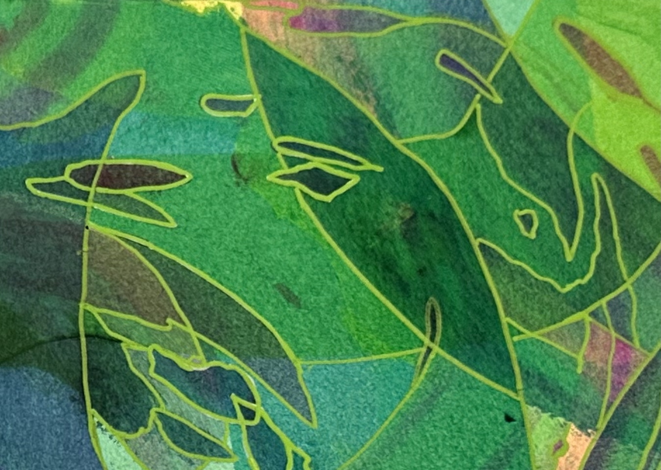 Painting with swirly shades of green